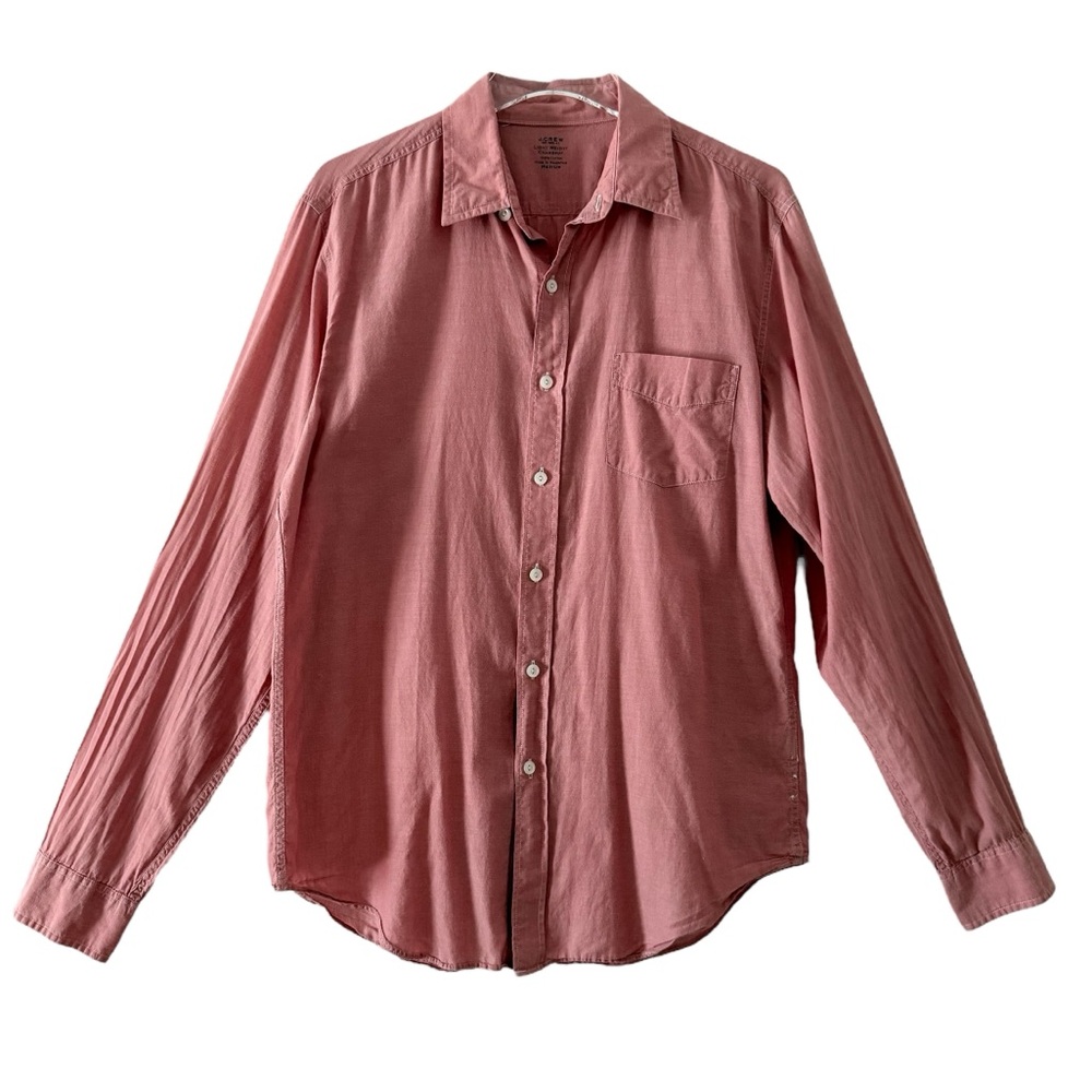 100% Cotton J. Crew Light Weight Salmon Pink Button Down Shirt Size Medium